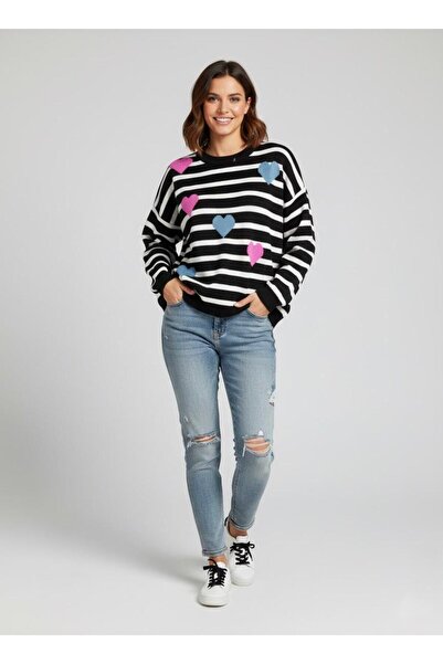 Cockatoo Blue Pink Heart Women's Knitwear Sweater