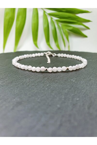 Abundo Bratara din piatra lunii alba si argint 925, 17 cm