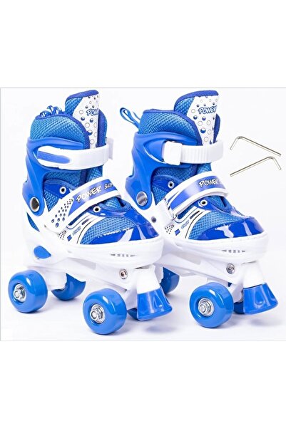 My modern game Power Superb Large Size Adjustable Skate Shoes (Sizes 39-42) - 4 Wheels with Brakes - Red, Blue, and Pink