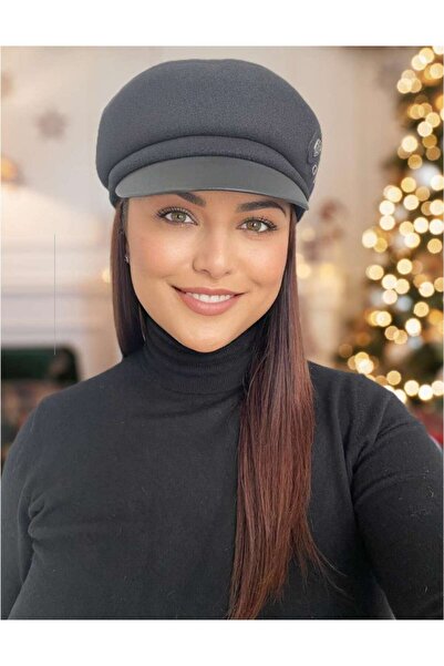 Confortino Luxury women's fabric cap with leather visor ANNE - ONE SIZE & ADJUSTABLE