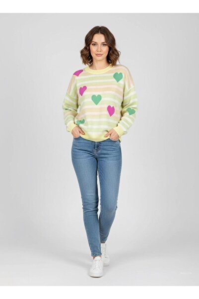 Cockatoo Blue Pink Heart Women's Knitwear Sweater