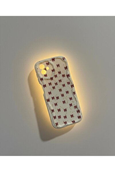 yuscerham Samsung Galaxy A04 Uyumlu Kırmızı Fiyonk Desenli Yumuşak Silikon Kılıf