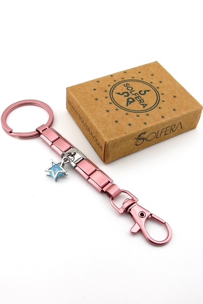 Solfera Blue Star Star Pink Stainless Steel Charm Bag Ornament Keychain Ky103