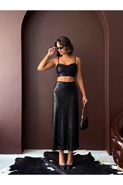 Lady Pixie talie înaltă Fusta lungă cu paiete