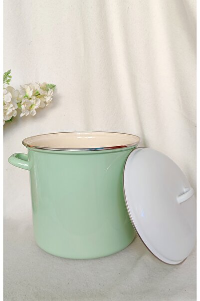 EBRULİEMAYE Mint Enamel Stockpot Deep Pot Boiler Bakraç 10 Liters Milk Jam Paste Canning Pot
