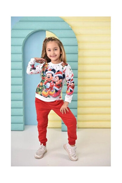 Bisahane Girl's New Year Mickey Frozen Top and Bottom Set