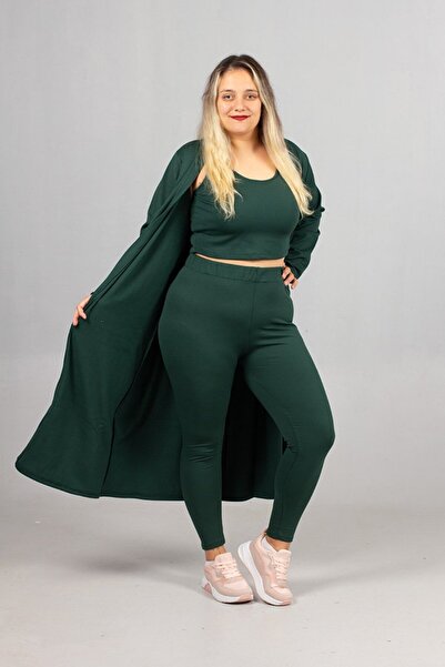 Truva XXL طقم ثلاثي من Inside Ş مبطن بالصوف – بنطلون ضيق – كارديجان مقاس كبير يحافظ على الدفء في الشتاء