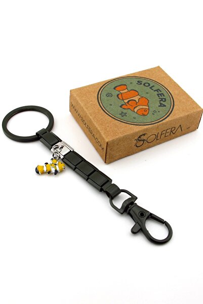 Solfera Clownfish Nemo Fish Khaki Green Steel Charm Bag Ornament Keychain Ky104