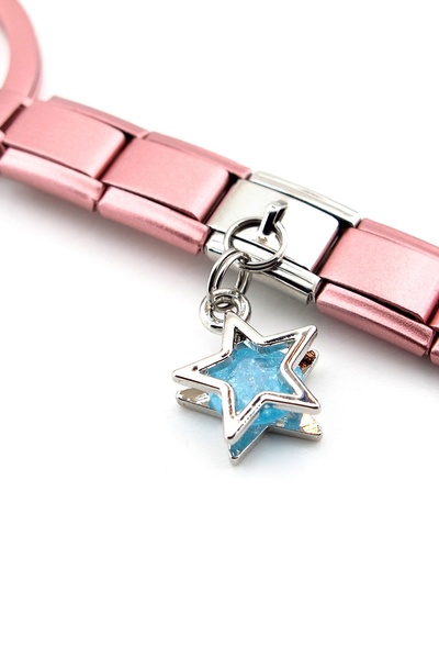 Solfera Blue Star Star Pink Stainless Steel Charm Bag Ornament Keychain Ky103