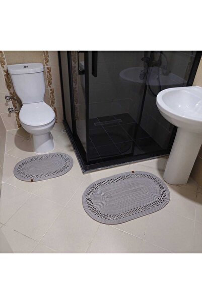 MTG JÜT TASARIM Açık Gri Desenli Oval Jüt Küçük Boy Paspas – Çok Amaçlı Kullanım