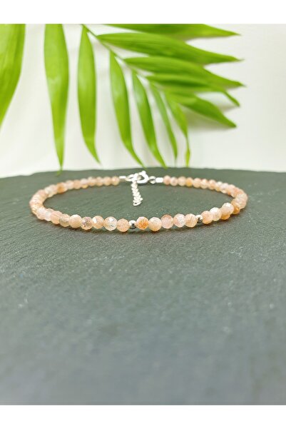 Abundo Natural sunstone and 925 silver bracelet, 17 cm