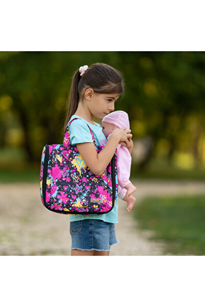 HappyVk Doll Bed Bag with Pillow, Blanket and Accessory Set - - Graffiti Model - Pink