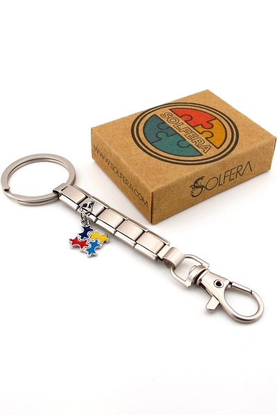 Solfera Puzzle Make Your Own Puzzle Piece Matte Steel Charm Bag Ornament Keychain Ky102
