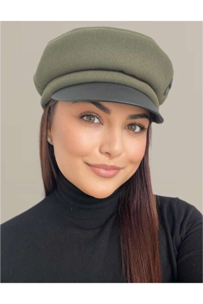 Confortino Luxury women's fabric cap with leather visor ANNE - ONE SIZE & ADJUSTABLE