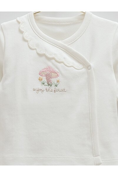 Caramell 100% Cotton 0-3 Months Baby Girl 5-Piece Hospital Discharge Set - Mushroom and Flower Patterned