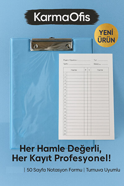 KarmaOfis Chess Notation Secretary Set 17X24 cm – 50 Sheets Game Record Form ...