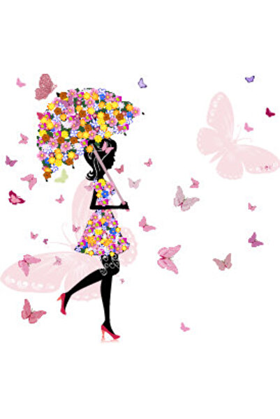 Yznhome Çocuk Odası – Kelebekli Şemsiye Kız Desenli Zebra Perde – v-240