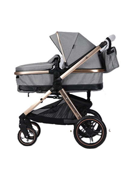Royal Multifunctional Baby Stroller - 2 in 1, Suspension, Heavy Duty Wheels, Reversible Handle, Light Gray