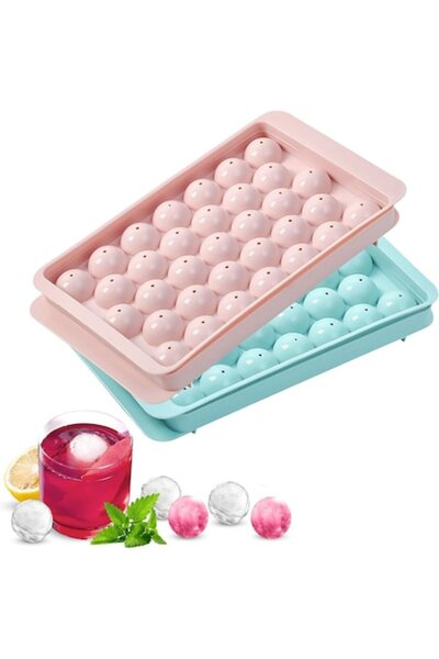 Yulinland Set of 2 Ice Cube Trays with Lid, Yulinland®, Reusable, 33 Compartments, BPA-Free, 250x95x25 mm, Bl