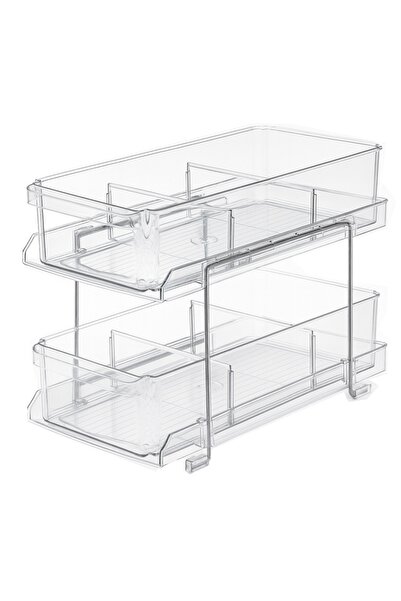 PUFO Multifunctional 2-Tier Organizer, 32 x 18.5 x 23 cm– Quick Access Storage Box for Home and Office