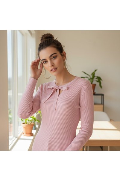 Mandala Tekstil Kadın Triko Body Fiyonklu