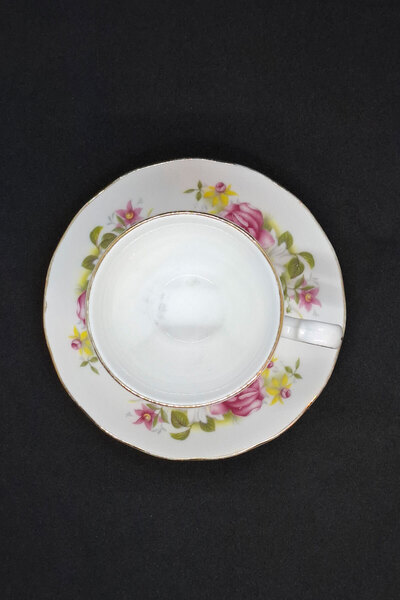 QUEEN ANNE H178 Bone China Pink Big Rose Double Coffee Cup 130 ml