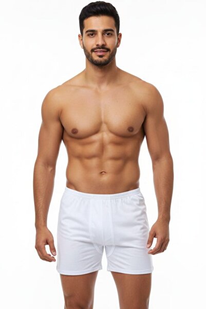 enmodaiçgiyim 20 Pieces White 100% Cotton Comfortable Cut Men's Long Underwear Boxer