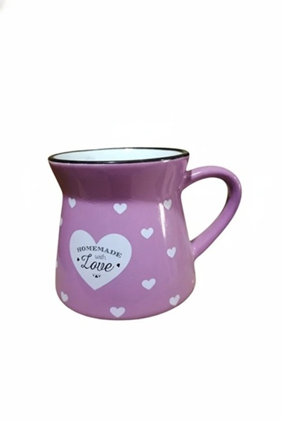 Elista Ceramic Cup with Handle Heart Pattern Colorful 150 Cc