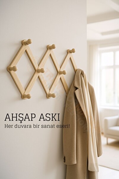 Transformacion Дерев'яна акордеонна настінна вішалка - декоративна, багатофункціональна, з 10 гачками 722371