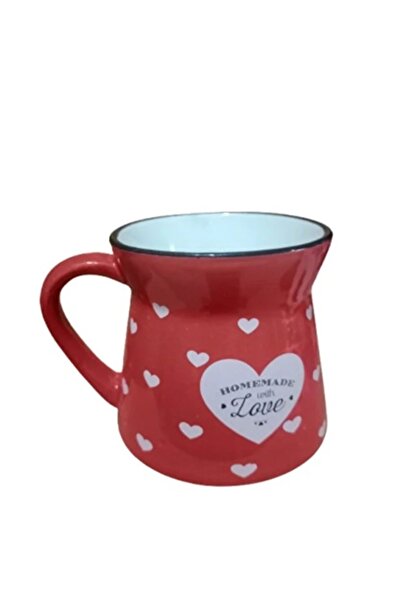 Elista Ceramic Cup with Handle Heart Pattern Colorful 150 Cc