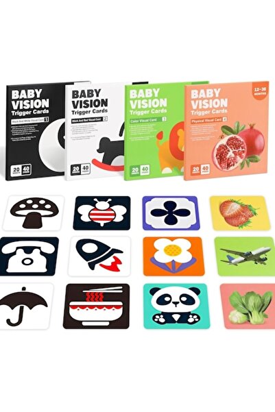 TEONA CONCEPT 80 Interactive Cards - 4 Montessori Visual Stimulation Books for Babies (0-36 months) - Teona Concep