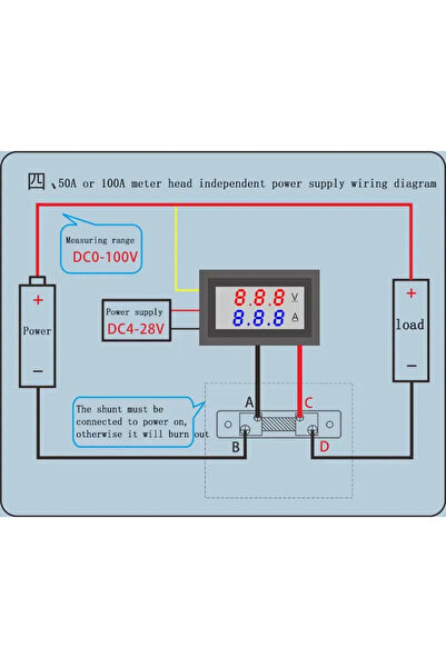 OEM Voltmeter and Ammeter 0-50A red DC 4-30V VOLT/AMP 50A