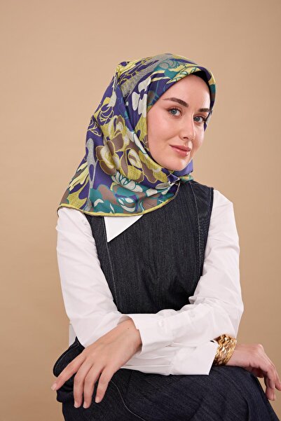 Silk Home Morcivert Green Floral Pattern Tivil Woven Pure Silk Scarf-Kvs0888