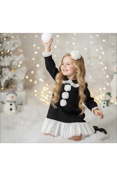 Tinypeople Kız çocuk gül detaylı abiye elbise kız çocuk doğum günü elbisesi y...