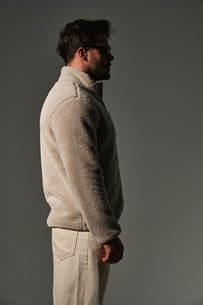 Maule Ανδρικό αθλητικό παλτό K με κουκούλα με φερμουάρ @Monaco, εξωτερικό μέρος Sherpa, εσωτερικό μέρος Fleece με τσέπη με φερμουάρ