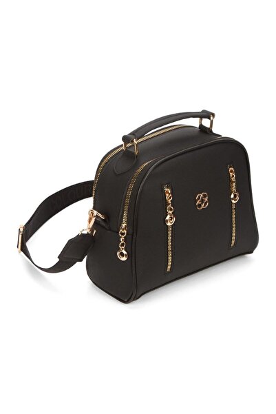 Newish Polo Women's Vegan Leather Daily Crossbody Bag – Black with Gold Zipper Detail