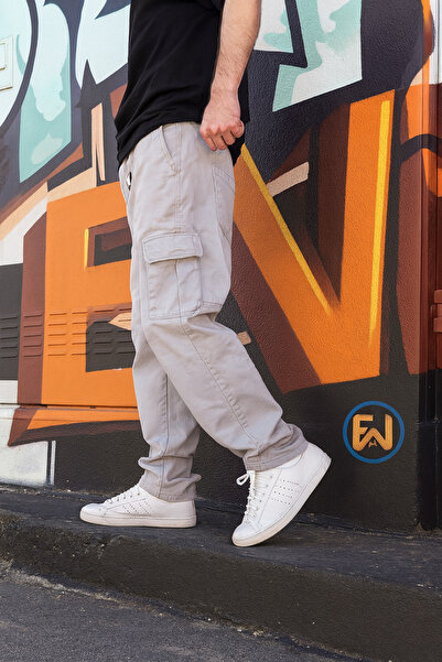 ElitWear Erkek Kargo Cepli Kemerli Rahat Kalıp Baggy Pantolon