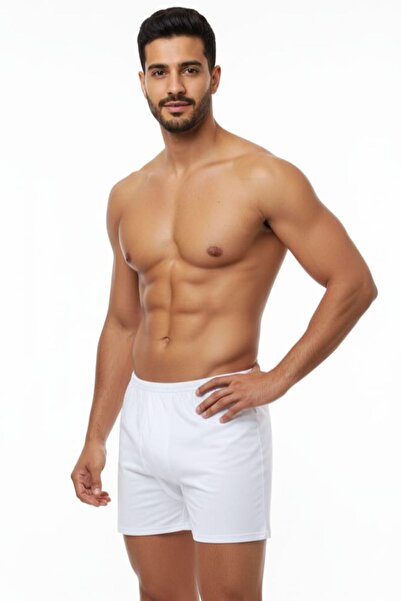 enmodaiçgiyim 1 Piece White 100% Cotton Comfortable Cut Men's Long Underwear Boxer