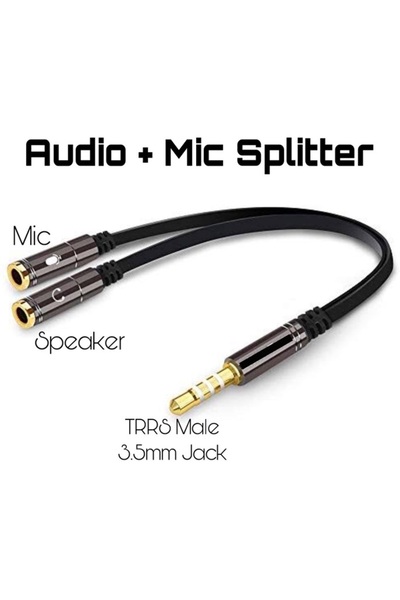 OEM Adaptor cablu 4 pini 3.5 mm tata Jack la 2x Jack 3.5 mm mama 0.3m metal n...