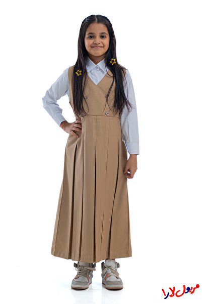 maryool lara مريول بيج سادة موديل اربعة زرار