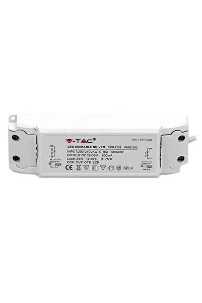V-TAC Driver for LED panel 29W 25-36VDC 800mA A++ IP20
