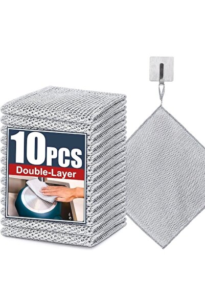 xyedyaup Set de 10 lavete de curățat din sârmă de oțel, xyedyaup, strat dublu...