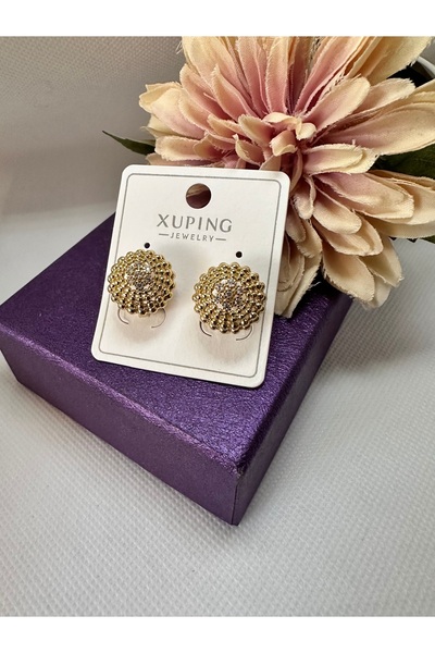 XUPING JEWELRY DÜĞME MODEL ZİRKON TAŞLI ÇELİK KÜPE