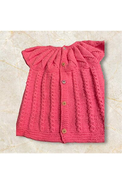 Ebrar Çeyiz Triangle Robe Coffee Bean Hand-Knitted Baby Vest