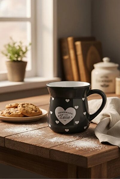 Elista Ceramic Cup with Handle Heart Pattern Colorful 150 Cc