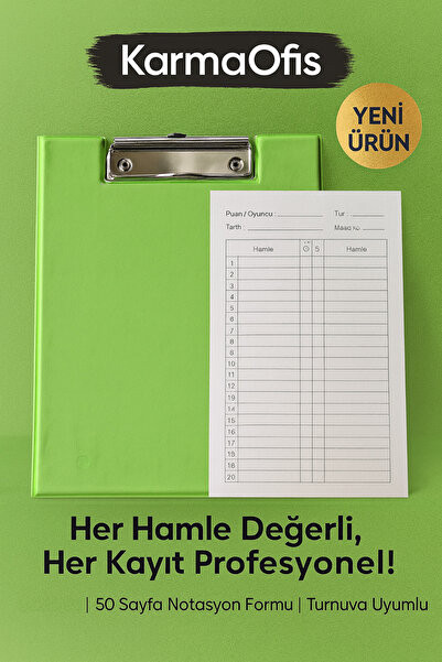 KarmaOfis مجموعة سكرتارية لتسجيل الحركات في الشطرنج مقاس 17 × 24 سم - 50 ورقة...