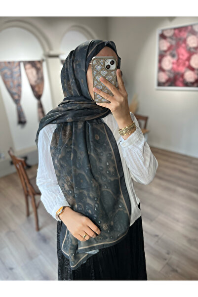 Merwiss شال ناعم بألوان طبيعية - أسود-بني