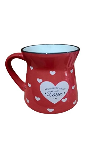 Elista Ceramic Cup with Handle Heart Pattern Colorful 150 Cc