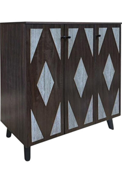 Bec4 Large Malaysian shoe cabinet (3 doors) - Modern design with geometric pattern