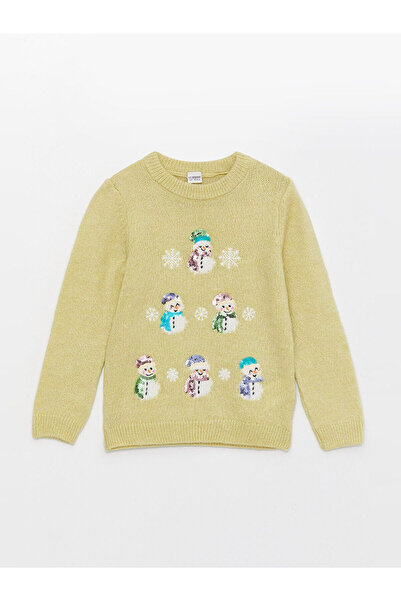 LC Waikiki Dívčí pletený svetr s dlouhým rukávem s dlouhým rukávem se vzorem